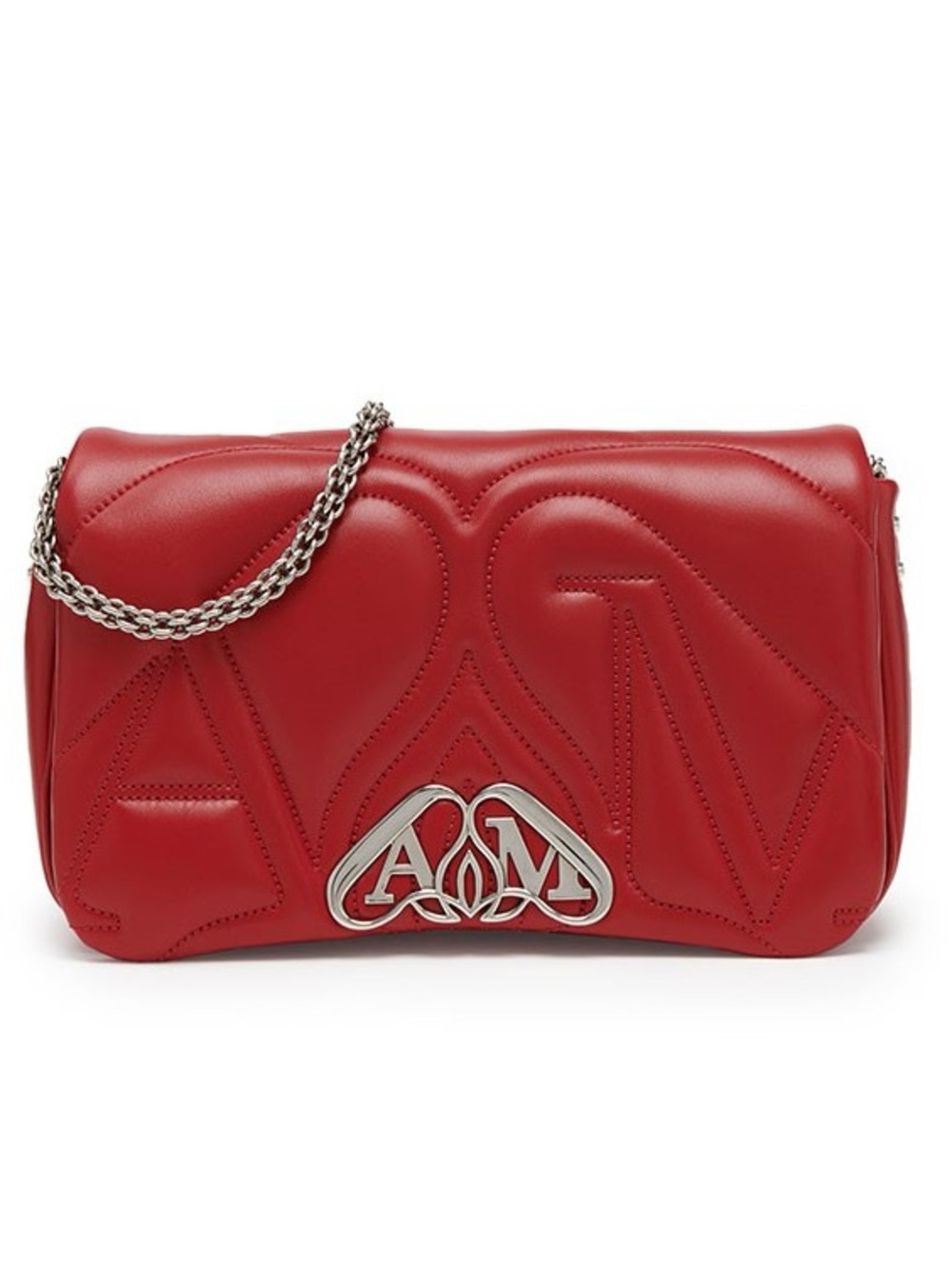 NWT Alexander McQueen Small Seal Quilted Chain Shoulder Bag in Cherry Red - Picture 3 of 12